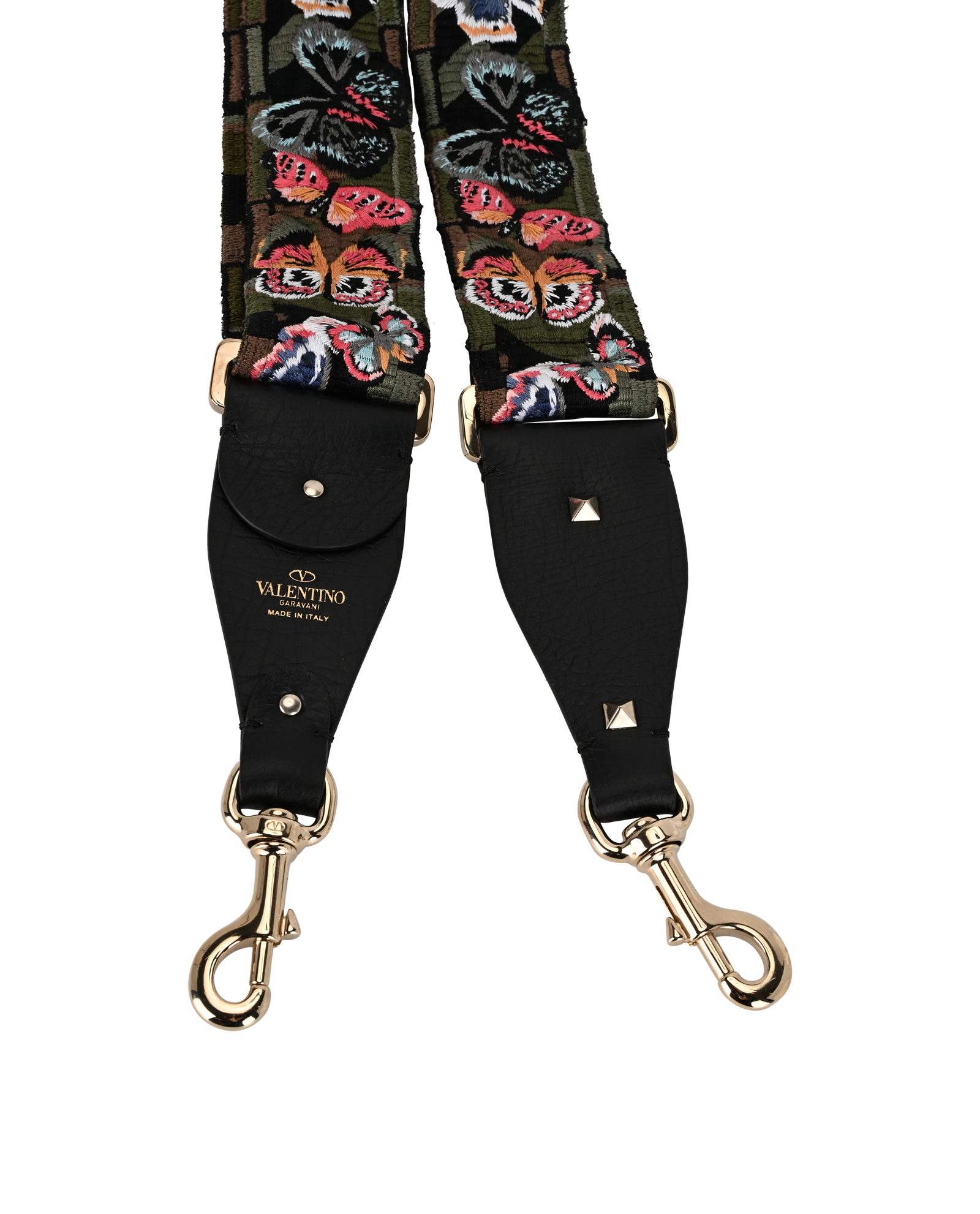 Valentino Garavani Butterfly Camo Bag Strap, &pound;150, Accessories, Black/Green, Fabric/Leather, Other view